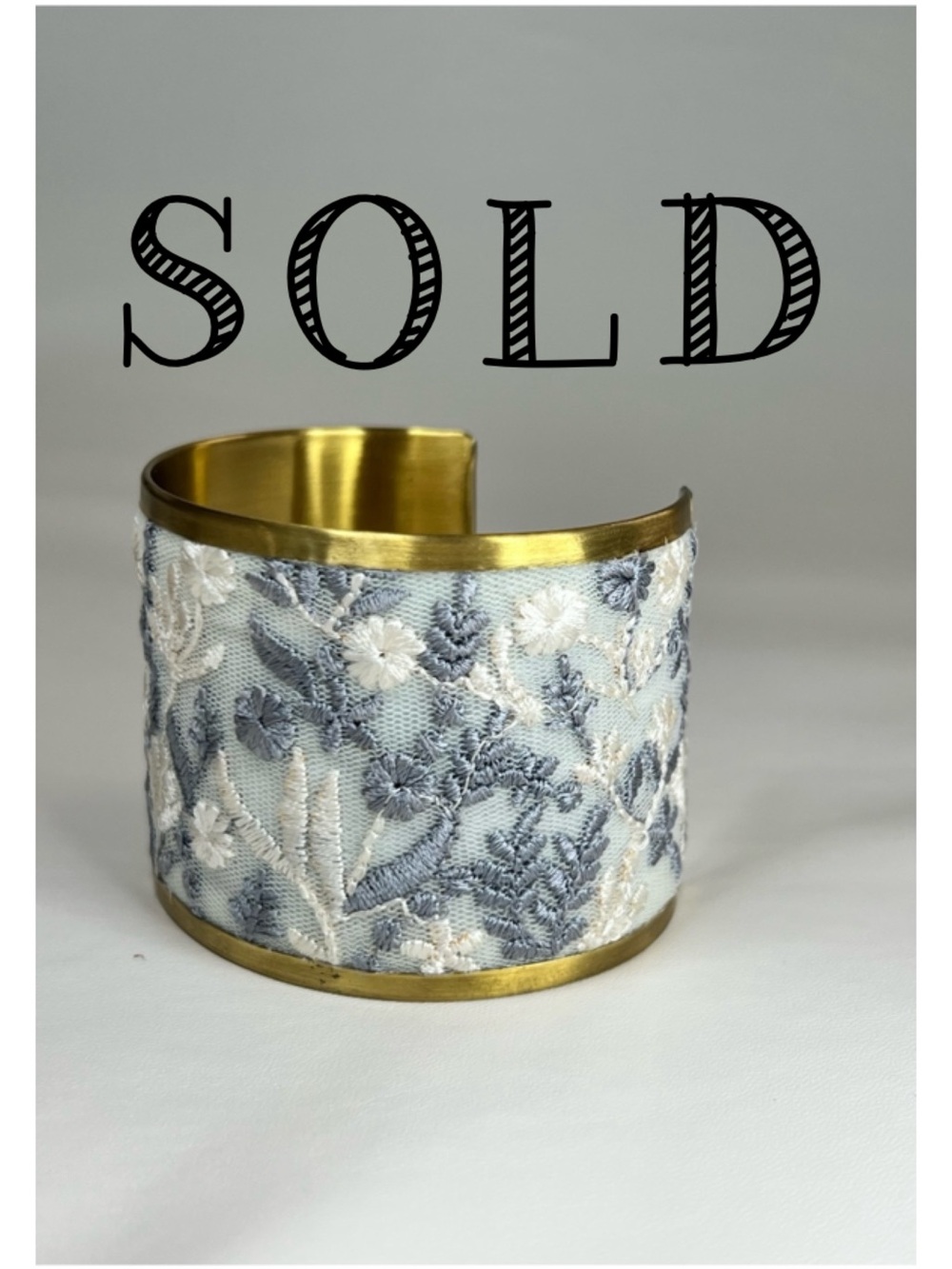 SOLD NEW Myra Kissimmee bloom Gold Matte Floral fabric embroidered cuff bracelet